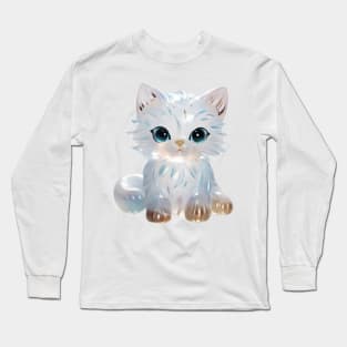 Cute Glass Cat Design Long Sleeve T-Shirt